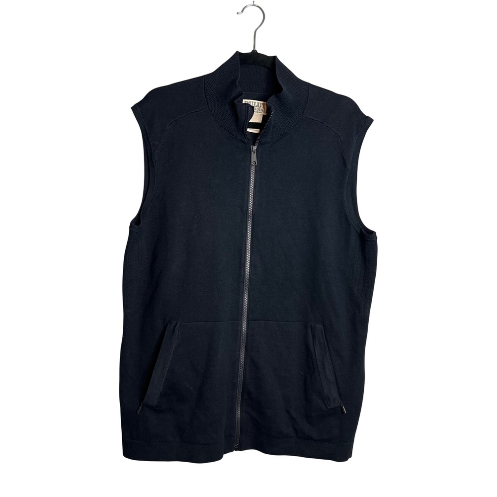 Duluth Trading Co. Mens Vest‎ Size M Full Zip Mock Neck Sleeveless Knit Black